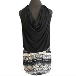 Artelier By Nicole Miller 006082 size 10 black/white dress with draped cowl neck